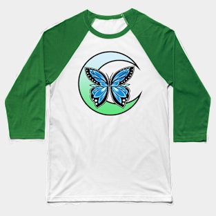 Moonlight Blue Butterfly Baseball T-Shirt